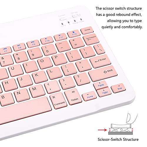 Ultra-Slim Bluetooth Keyboard Portable Mini Wireless Keyboard Rechargeable for Apple iPad iPhone Samsung Tablet Phone Smartphone iOS Android Windows (10 inch Pink) - Image 5