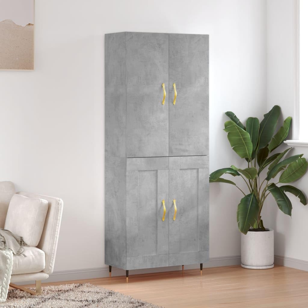 Credenza Grigio Cemento 69,5x34x180 cm Legno Multistrato