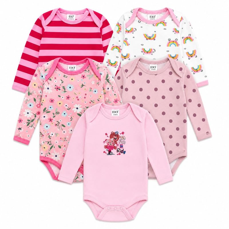 Image of EIO Newborn Baby Cotton Romper Sleepsuit | Half Sleeve Jumpsuit Bodysuit for Boys & Girls | Soft Breathable Baby Clothes Combo Pack