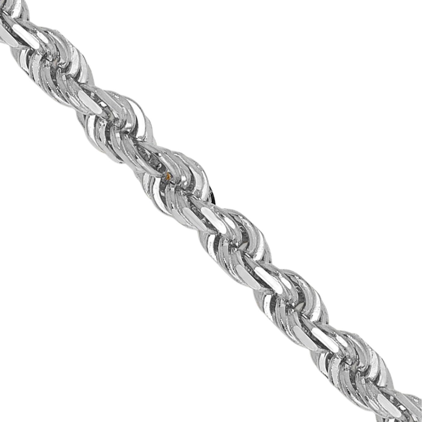 IceCarats 10K Solid White Gold 3mm Quadruple Rope Chain Necklace Diamond Cut