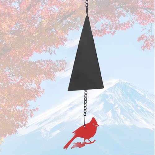 Cloche à vent géométrique oiseau rouille pour déco de jardin