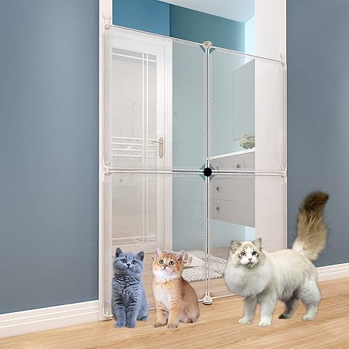 Ricjurzzty Valla de seguridad portátil para puerta de gato para escaleras, para diferentes ocasiones, interioresexteriores, fácil de instalar (4