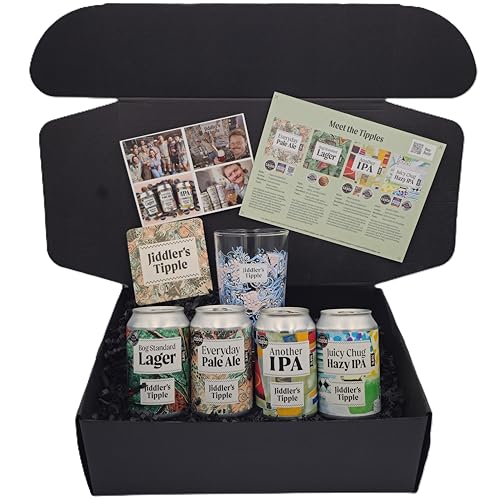 Jiddlers Tipple Craft Beer & Snacks Gift Hamper for Men - The Ultimate Birthday Present - The Best Dad Gifts & Gift Basket for Husband - 6 Pack Gift Hamper Basket