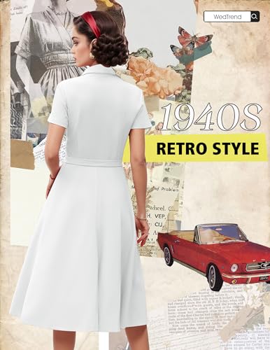 Image of Wedtrend Women's Vintage Tea Dress, Short Sleeve Cocktail Party Dress Work Church Casual Dress