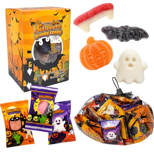 54ct Halloween Gummy Candy – Individually Wrapped, Assorted Fruit Gummies