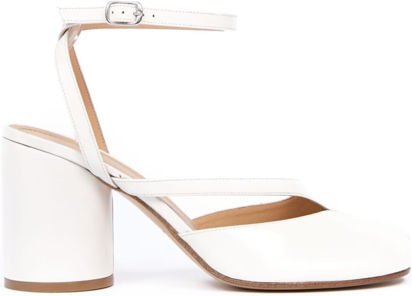 Agodor Women's Chunky Block High Heels Split Toe Pumps Ankle Strap Slingback Heels Tabi Shoes Comfort Dress Heeled Sandals White US8 - Image 7