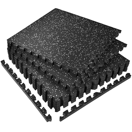 Image of SUPERJARE 0.56'' Thick 24 Sq Ft Rubber Top Gym Flooring for Home Gym