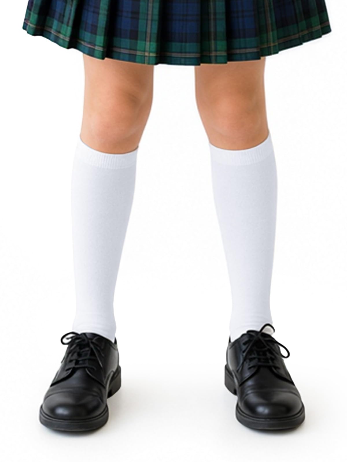 COTTON DAY Calcetines unisex hasta la rodilla para niñas y niñas, sin costuras, 3 unidades, color negro, blanco, gris, azul marino