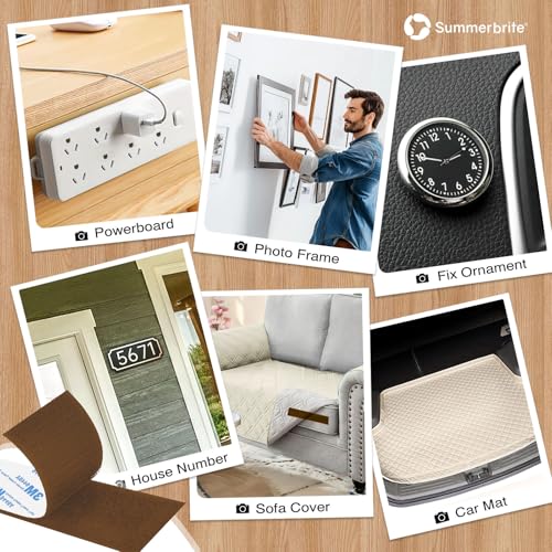 Image of Hook and Loop Strips with Adhesive 2x5IN 10Pairs /20Strips, Brown Strong Sticky Back Fastener, Heavy Duty Double-Sided Adhesive Hanging Strips for Home Office School