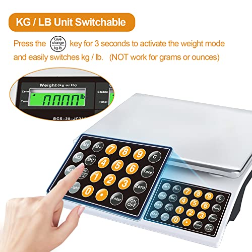 Bromech Price Computing Scale, 66Lb Digital Commercial Food Meat Produce Weighing Scale With Green Backlight Lcd For Farmers Market, Retail Outlets, Dry Battery Powered, Not For Trade #TOP2