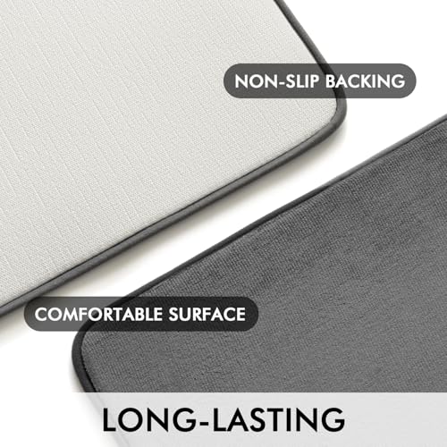 MIULEE Bath Mats Non Slip Memory Foam Bathroom Mat Bath U Shape Rug Shower Mat Coral Fleece Softness Highly Absorbent Washable Rug Bath Mats for Bathroom Kitchen Entrance 50x50 cm Gray - Image 4