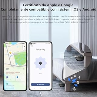 VOCOlinc Smart Tag Tracker Compatibile con Android Google Funzioni Trova o iOS Apple Dov'è App, Bluetooth Localizzatore Trova Oggetti per Chiavi/Portafoglio/Bagaglio/Zaino Borsa, 4 Pezzi Nero