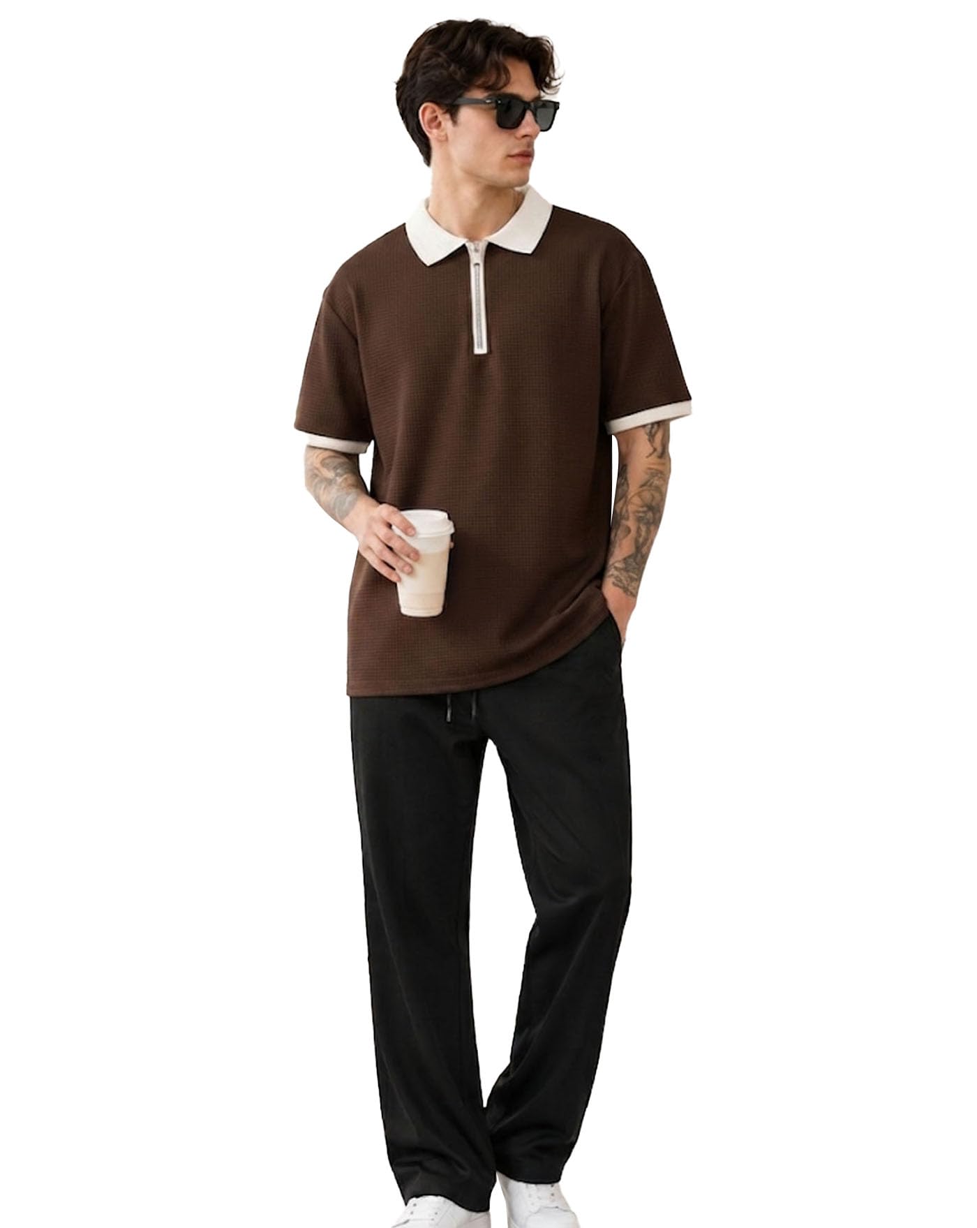 ausk Men's Cotton Blend Polo Co-Ord Set | Regular Fit Half Sleeve Polo Neck T-Shirt with Matching Track Pant | Casual Co-Ord Set for Travel, College, Weekend & Daily Wear-picture-39