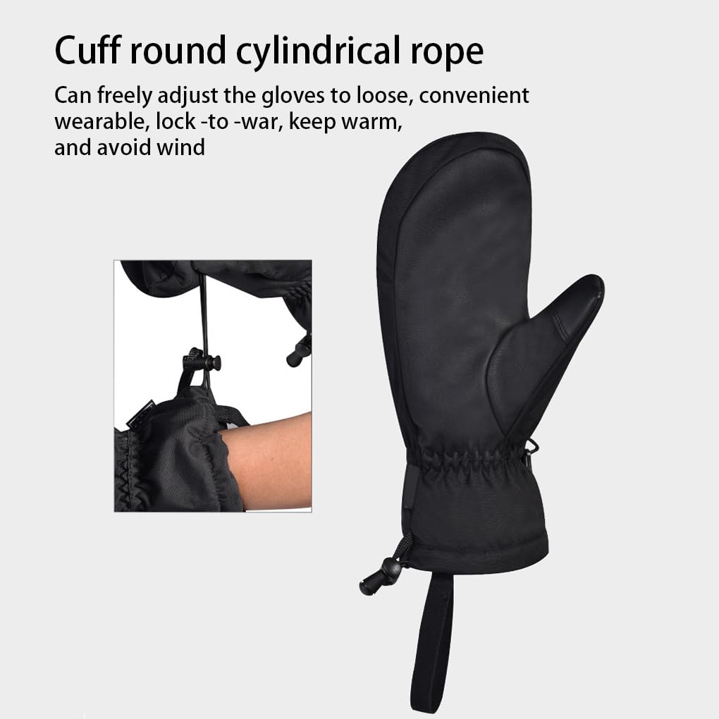 1 paio di guanti da sci invernali impermeabili termici snowboard bici moto ciclismo campeggio sport pattinaggio guanti caldi neri S