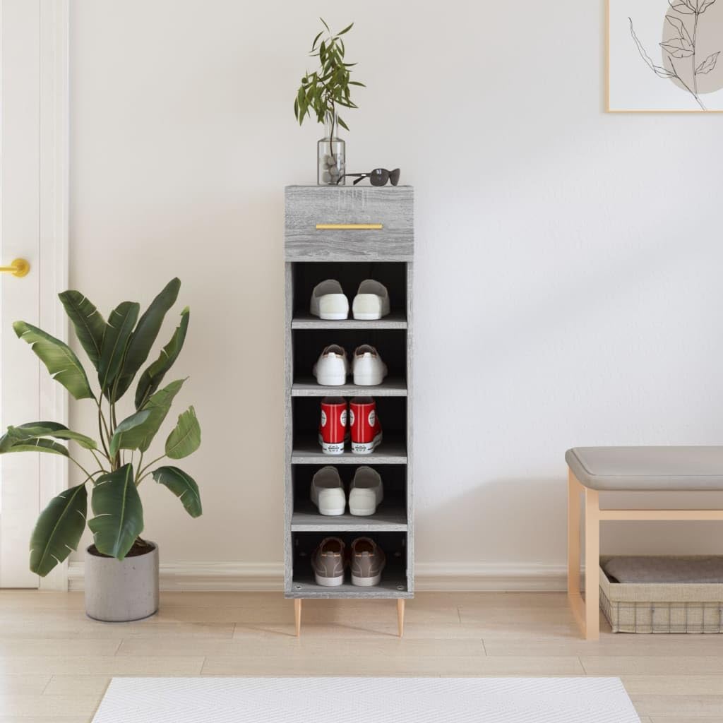 Meuble à chaussures gris Sonoma contre le désordre placard vertical bois d'ingénierie