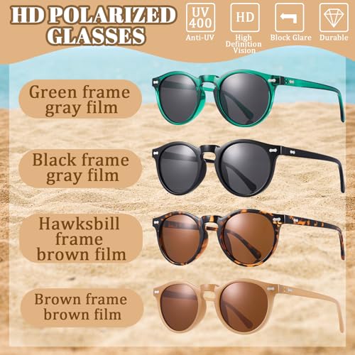 4 Pack Retro Round Polarized Sunglasses Vintage Style UV Protection Vintage Unisex Sunglasses for Women Men4