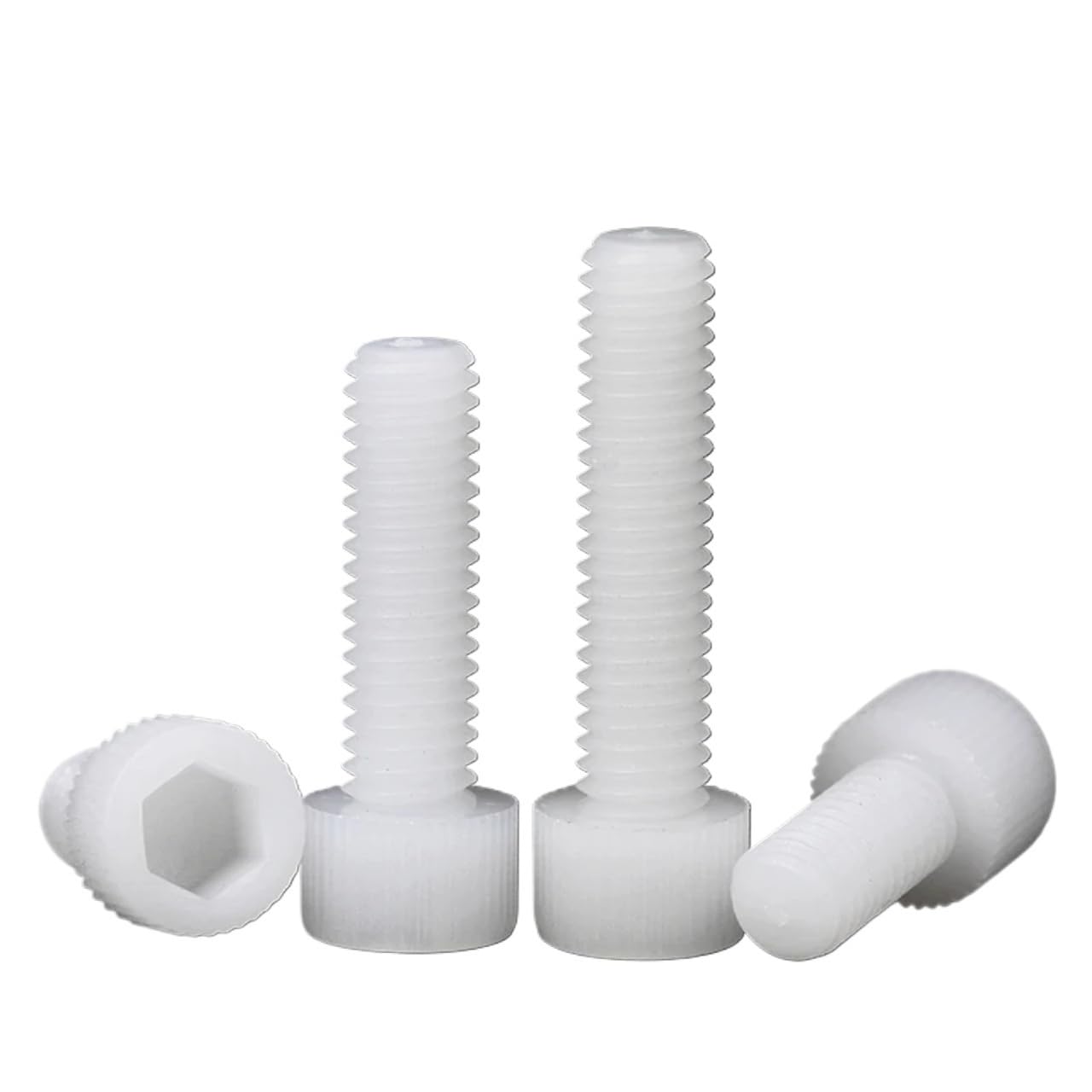 MUHUO Knurled Screws Bolts, Bolts, 5~50pcs Black/White Nylon Hexagon Hex Socket Head Screw Cup Knurled Plastic Bolt for DIY(White,25MM-M3 (50PCS))