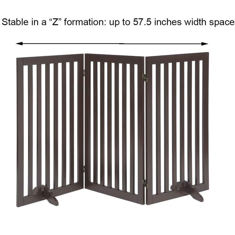 Image of Foldable Wooden Dog Gate | Expandable Pet Barrier for Doorways, Stairs & Hallways | Free Standing Decorative Dog Fence for Small & Medium Pets - 3 Panel