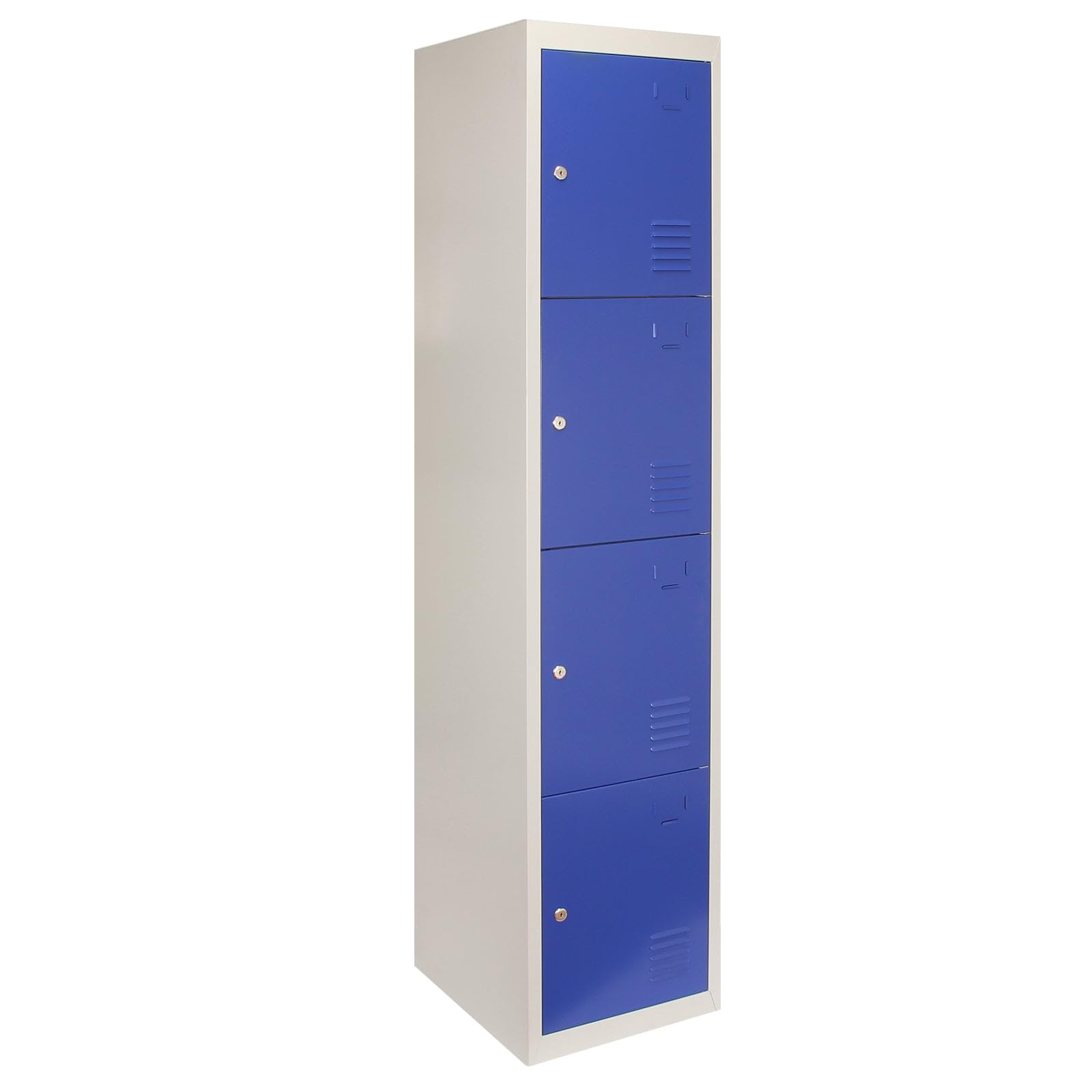 Monster Shop - 3 Armadietti da Montare con 4 Porte Blu in Acciaio 45cm x 114cm x 180cm per Scuole, Palestre e Spogliatoi