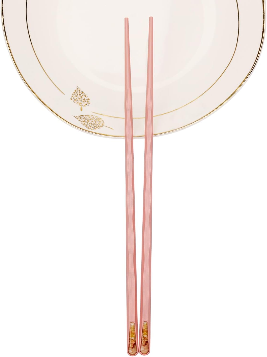 Reusable Fiberglass Chopsticks, 10 Pairs, Non-Slip, Dishwasher Safe (Wavy)