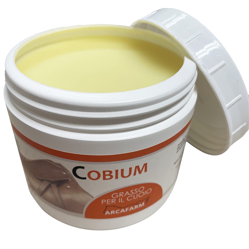 Grasso cuoio e pelle per selle e calzature equitazione o finimenti da selleria 500 ml Cobium, nutre rigenera protegge impermeabilizza pelle e cuoio di accessori stivali selle borse, 100% Made in Italy