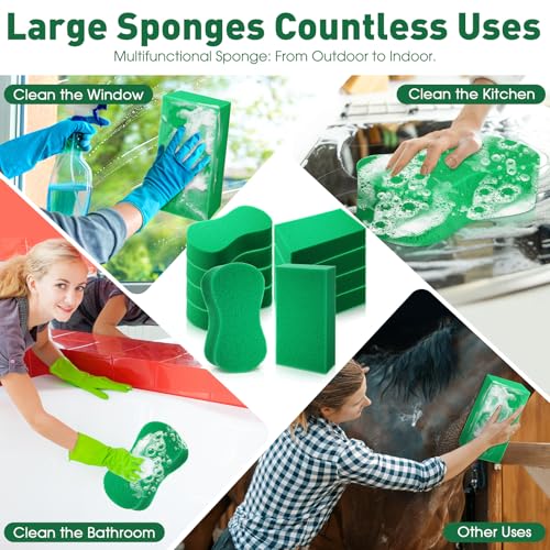 Image of Tioncy 10 Pcs Large Sponge Bulk - Multipurpose Cleaning Sponge for Car Wash, Tile Grout, Boat Bail, Household Cleaning - 8.7 x 4.7 x 2.6 Inch