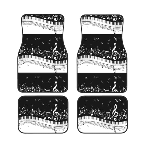 Alfombrillas para coche antideslizantes de neopreno con diseño de notas de piano (Juego de 4)