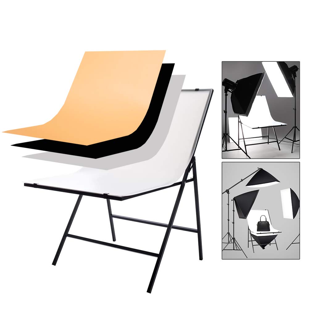 Table de Prise de Vue Pliable, Shooting Table 60x100cm Portable Non Réfléchissant avec 3 Pvc Fond pour Studio Photographie Tentes de Shooting