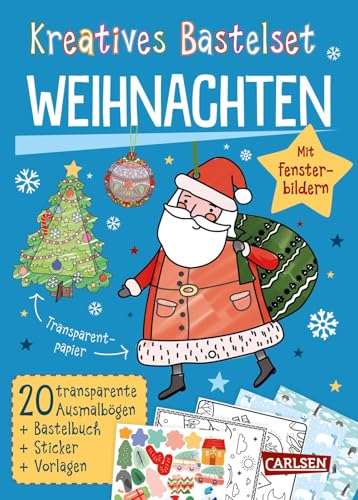 Bastelset für Kinder: Kreatives Bastelset: Weihnachten: Bastelbuch mit Fensterbildern, Bastelvorlagen und Stickern für Kinder ab 6 Jahren