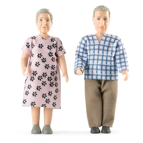 Lundby Puppenhaus Puppen Set - Charlie Großeltern Biegepuppen, Hochwertiges Puppenhaus Zubehör, Puppe für Jungs & Mädchen - Kleine Puppenfiguren für Puppenfamilie - 2 x Puppe ab 3 Jahre