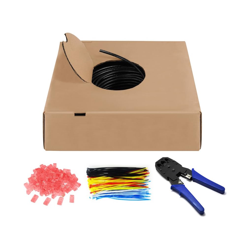 Goobay Cat 6 Outdoor NetzwerkkabeL-Set, U/utp, Schwarz, 305 M - Kupfermaterial, Awg 24/1 (solid), Pe (55441)