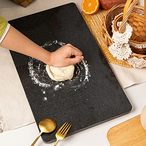 Adolif Natural Black Granite Marble Pastry And Cutting Board, 12X20X0.6 Inch With Non Slip Feets, Heavy For Keep The Dough Cool And Chocolate Tempering, Pack Of 1 #TOP5