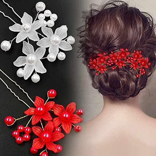 STYLEDOSE Bride Wedding Pearl Hair Pin Bridal Silver Crystal Hair Pieces Rhinestone Hair Accessories for Women and Girls (Pack Of 2) 1