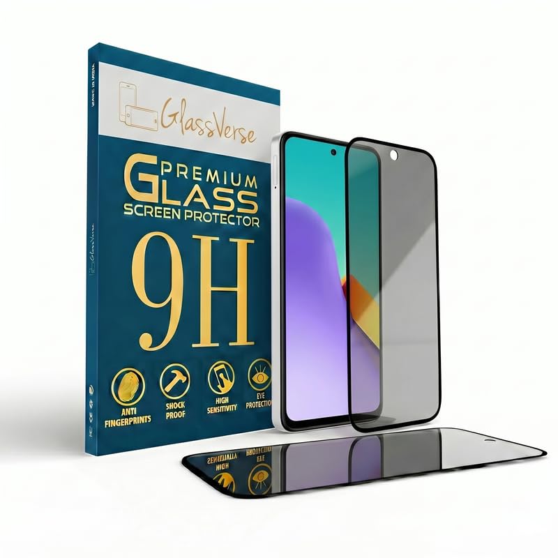 Image of GlassVerse Privacy Tempered Glass for Redmi 12 5G | Anti Spy Screen Protector, 9H Hardness, Edge to Edge, Case Friendly, Hassle-less Installation Kit Included. (Pack of 2)