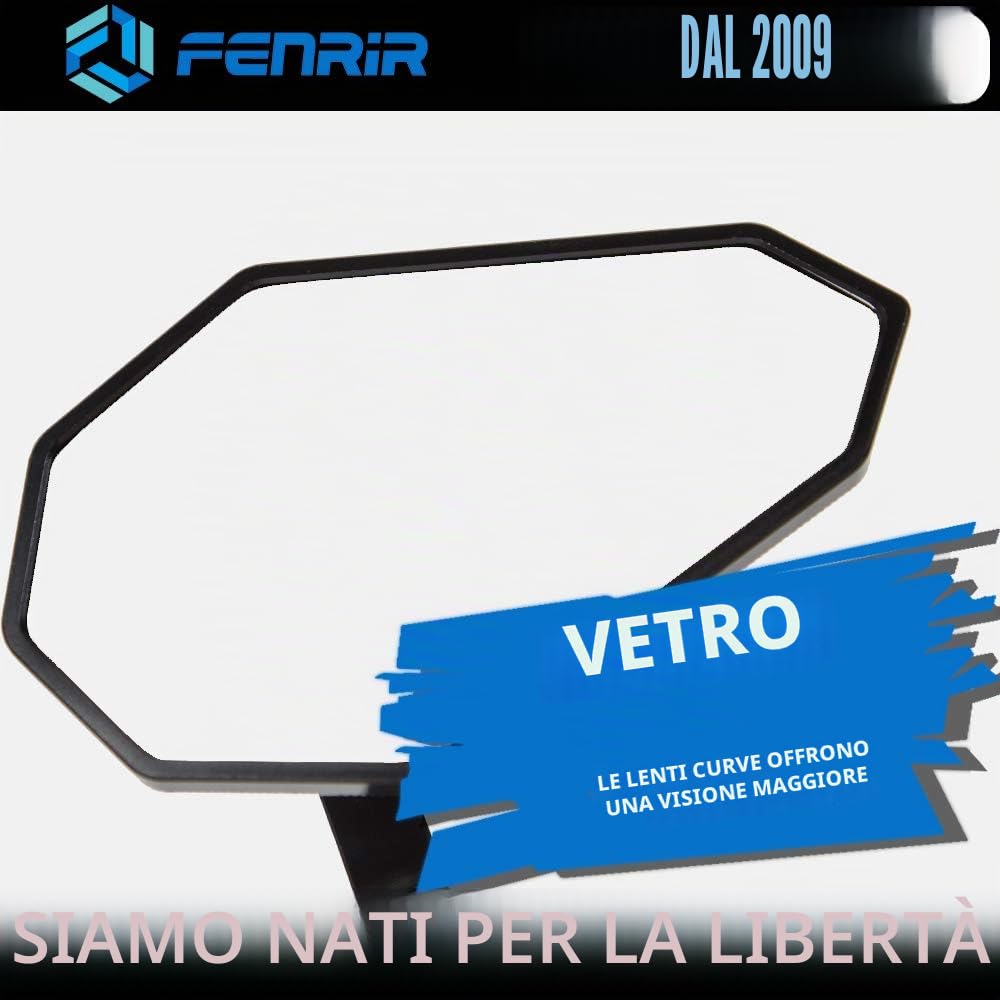 FENRIR - Specchietti retrovisori laterali universali, lega di alluminio, per manubri da 22 mm, per moto café racer, supersportive, naked, street bike, cruiser, minimoto e scooter con attacco M8/M6