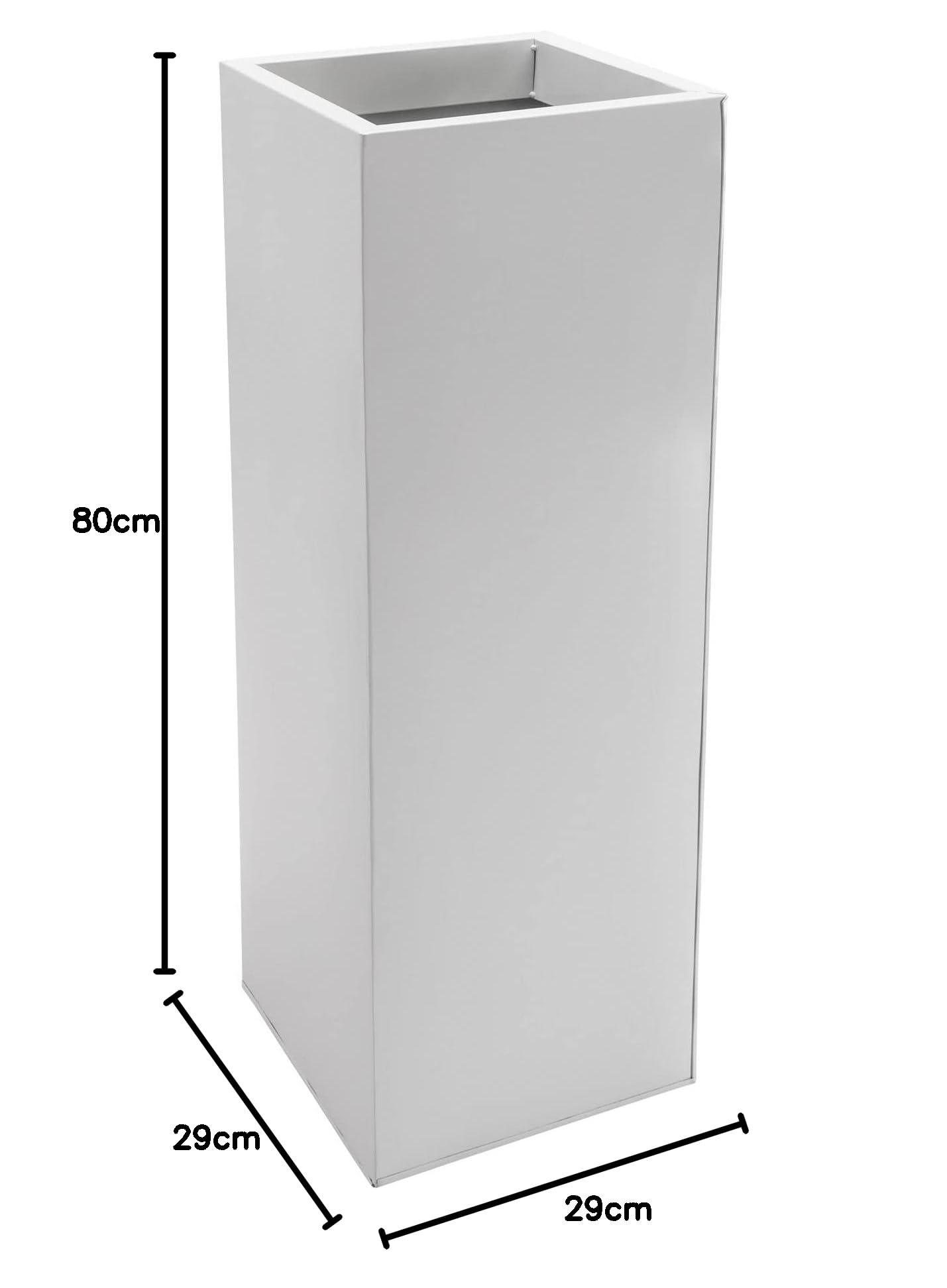 AE Trade Pot de fleurs carré haut en zinc avec système d'irrigation Blanc 80 cm