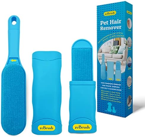 Pet Hair Remover Brush, Hair Remover for Cat, No Refill, No Waste, Double-Sided Handheld Fur Brush Remover, Best Hair Remover for Dog and Cat, Easy to Clean Hair, Sky Blue