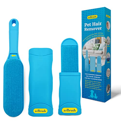 Pet Hair Remover Brush, Hair Remover For Cat, No Refill, No Waste, Double-Sided Handheld Fur Brush Remover, Best Hair Remover For Dog And Cat, Easy To Clean Hair, Sky Blue #TOP22