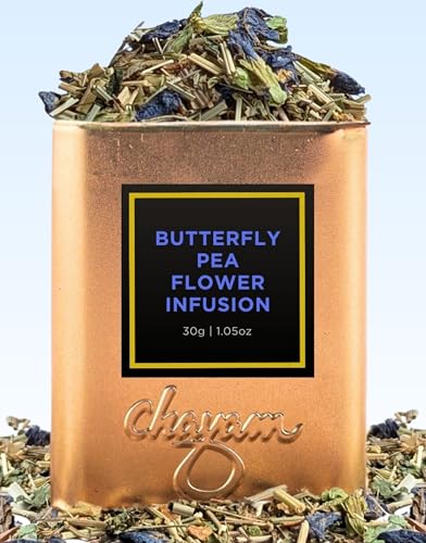 Image of Chayam Butterfly Pea Flower Tea | 30g Loose Tea | Lemongrass, Lemon Peel, Spearmint, Nettle & Bergamot Flavour | Herbal Tisane for Skin Glow & Detox | Caffeine-Free Floral Infusion