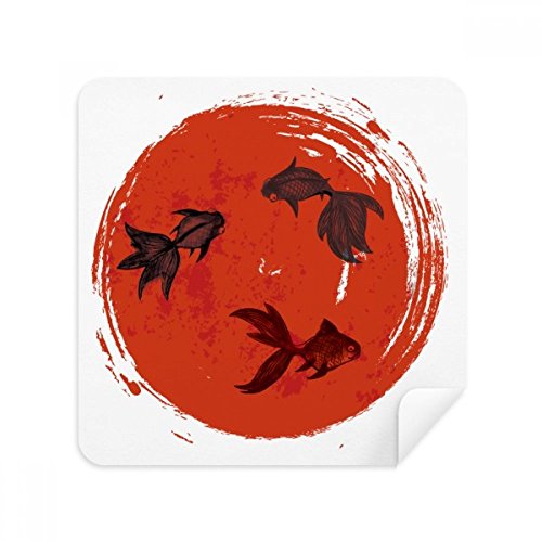 Tissu suédine pour lunettes et écrans au quotidien, design cercle de poisson rouge