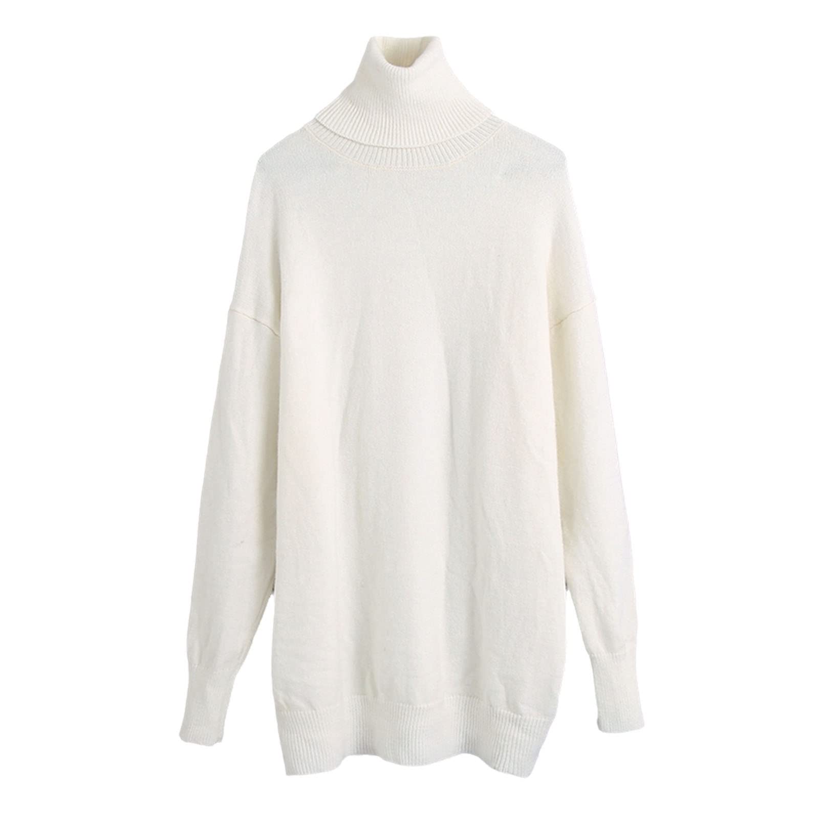 Maglione a collo alto blu da donna vintage oversize maglione a maglia