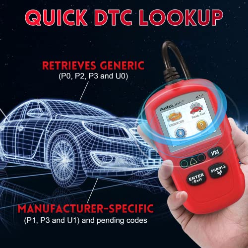 Autel Autolink Al329 (Upgraded Ver. Of Al319/Ms309) Code Reader With Autovin, Enhanced Mode 6 Obd2 Scanner With Live Data, Check State Emission Monitor Status, Dtc Lookup Car Diagnostic Tool #TOP5