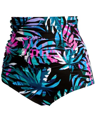 Image of Tempt Me Women's High Waisted Swimsuit Bottom Tummy Control Ruched Bikini Bottom Vintage Swim Bottom Tankini Briefs