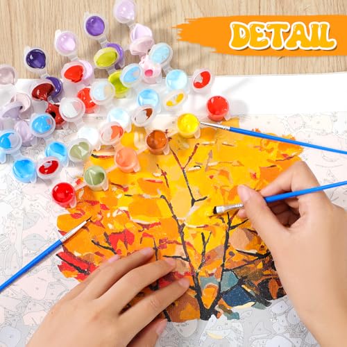 Kit de pintura en lienzo WUIVCTR del árbol grande por el lago para decoración 40x50 cm 4