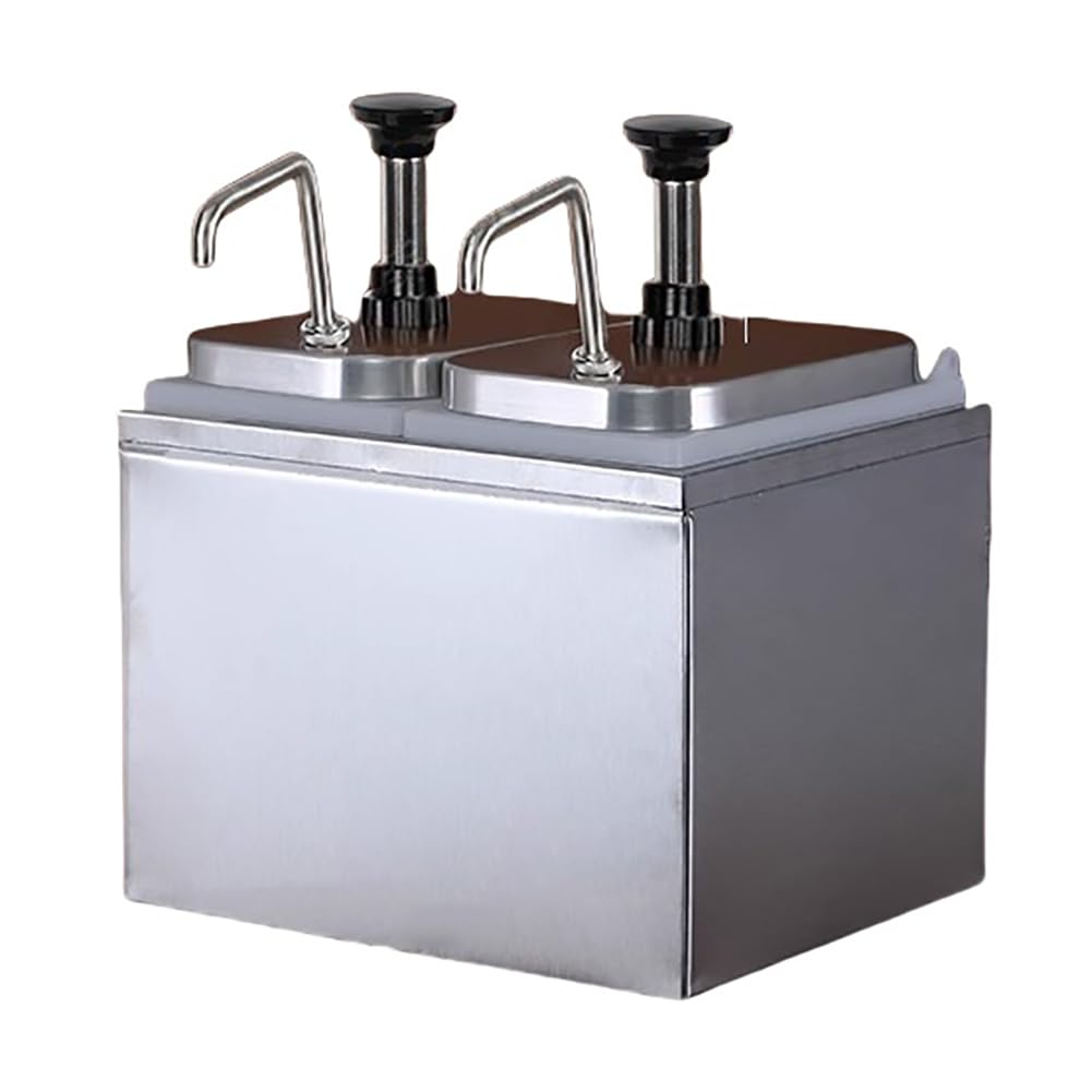 Distributore di Salse in Acciaio Inossidabile da 2-10 Litri, Pompa per Condimenti di Grande capacità, Contenitore per Condimenti Rimovibile E Pressato A Mano,4l