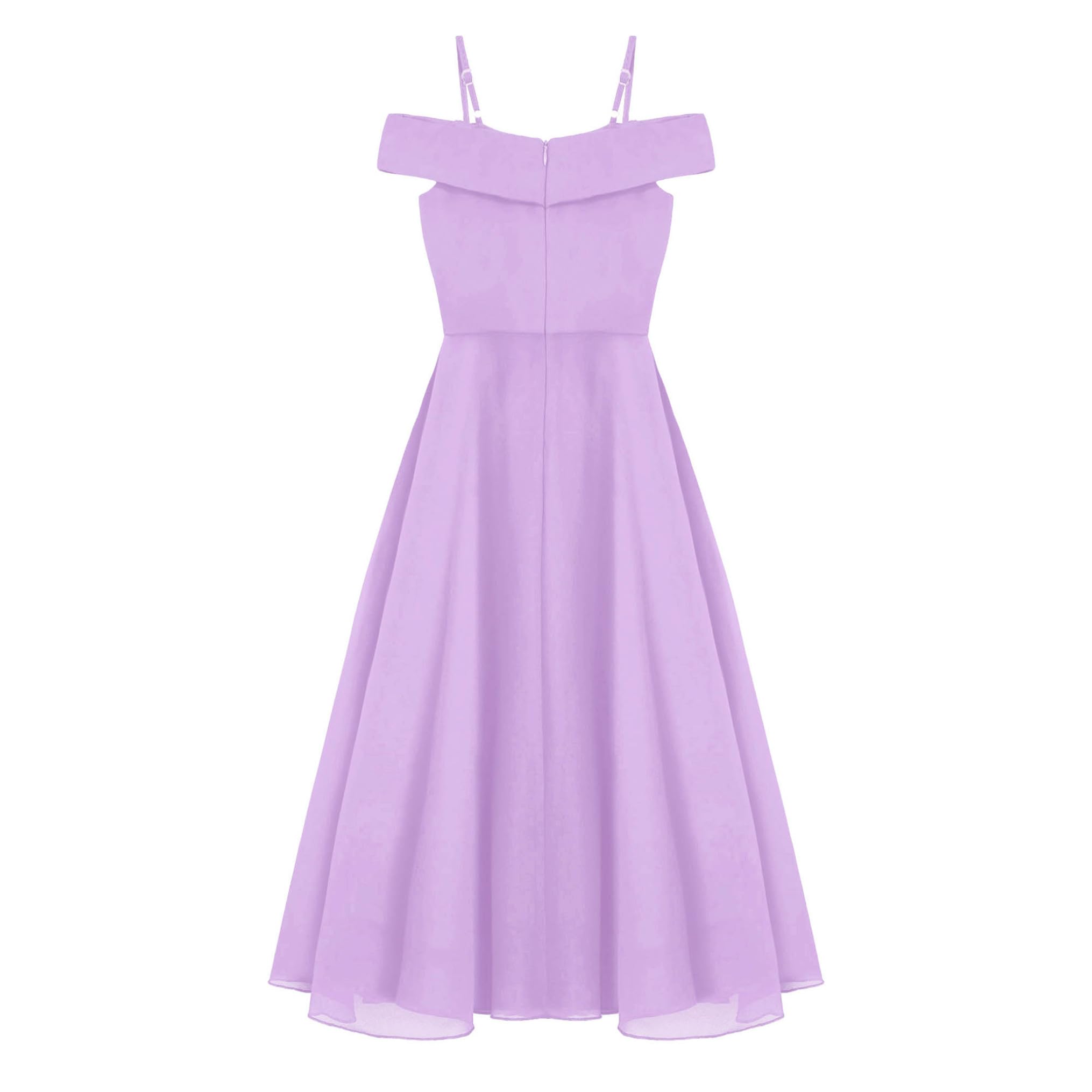Freebily Vestito da Cerimonia Bambina Lungo Elegante Abito da Sera Sposa Principessa Matrimonio Damigella Compleanno Wedding in Chiffon Senza Maniche Una Spalla Ball Gown