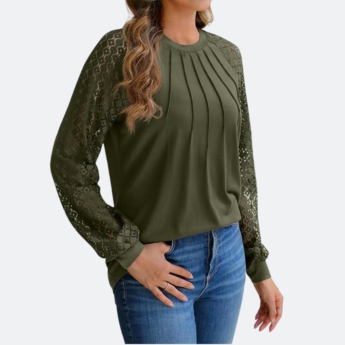 Women's Tops Long Sleeve Lace Shirts Dressy Business Casual Blouses Soft and Comfortable Fall Clothes - Image 5
