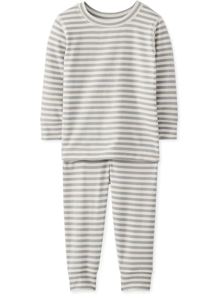 Taupe Hanna Andersson Striped Long John Pajama Set in HannaSoft™ (Infant/Toddler/Little Kid/Big Kid)