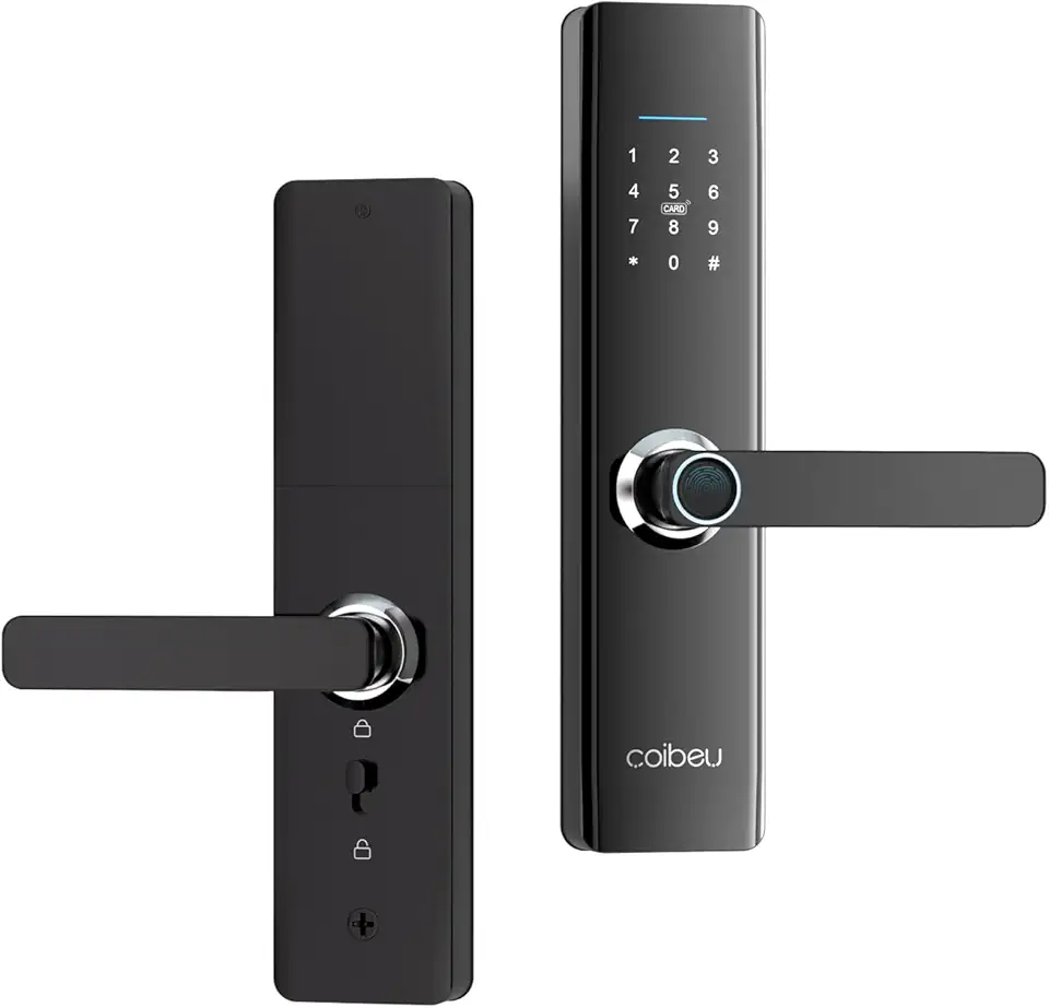 Fechadura Eletronica Inteligente Digital Biométrica WKZW-N08, Tuya APP, 8 Formas Acesso, Para Portas 4-6.4cm