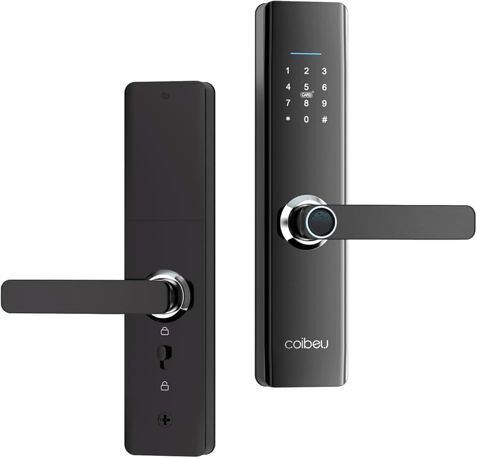 Fechadura Eletronica Inteligente Digital Biométrica WKZW-N08, Tuya APP, 8 Formas Acesso, Para Portas 4-6.4cm